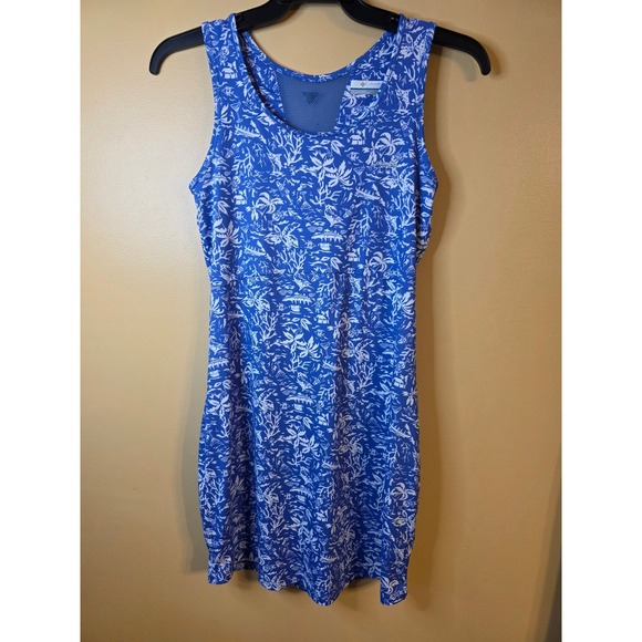 Columbia Dresses & Skirts - Columbia PFG Freezer III Dress Womens Small Blue White Tropical Island Fishing